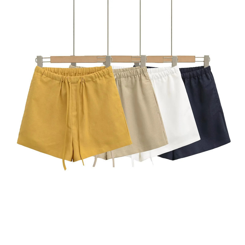 2025 Summer Tencel Linen Old Money Style Drawstring Shorts Women's A-Line High Waist Wide Leg Pants Sports Three-Point Casual Pants 2025 Summer Tencel Linen Old Money Style Drawstring Shorts Women's A-Line High Waist Wide Leg Pants Sports Three-Point Casual Pants
