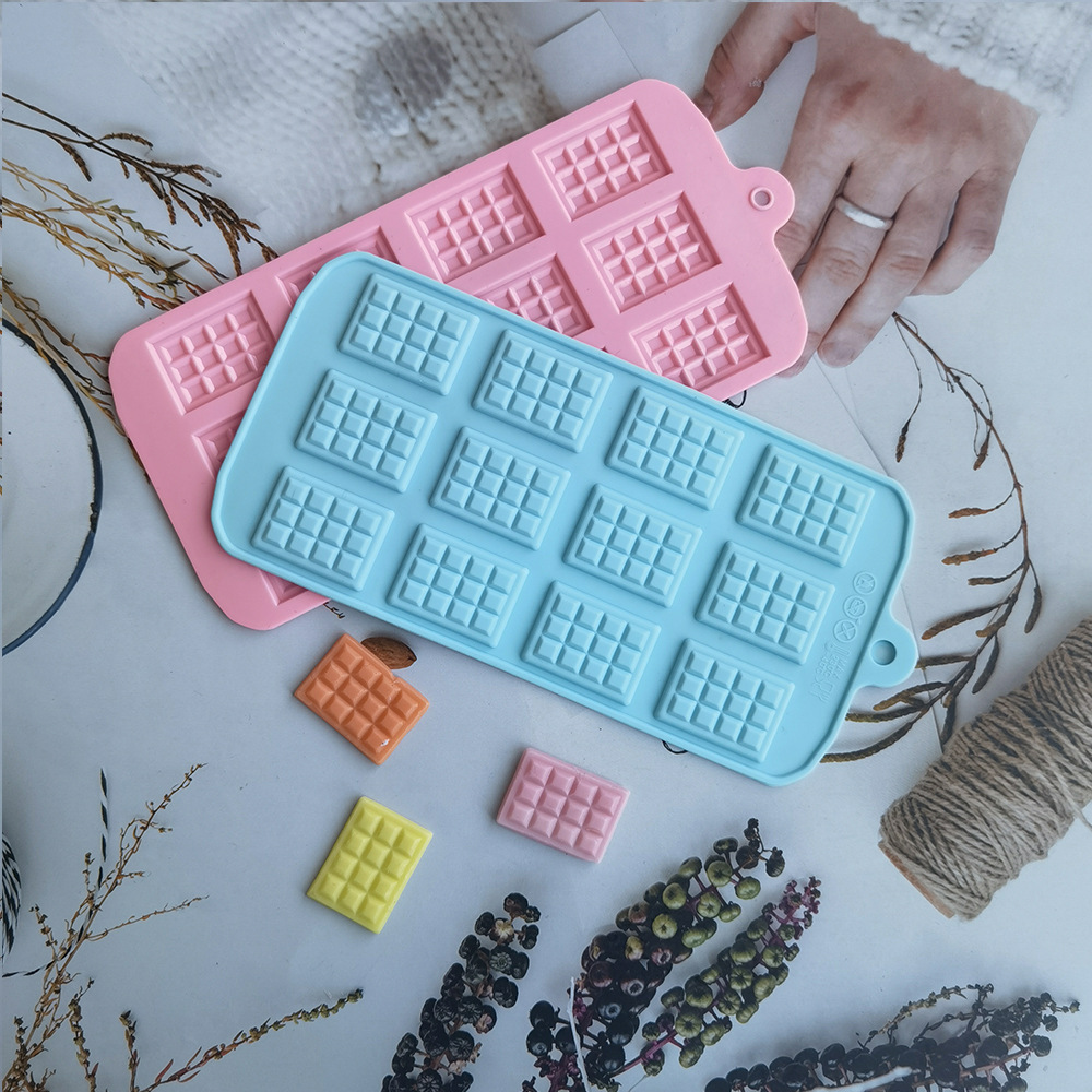 Silicone 12 waffle chocolate inserción vela flip goteo de goma molde de galletas molde de jalea pudín