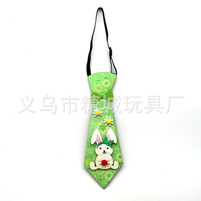 Pascua transfronteriza corbata de tela de cebolla dorada de dibujos animados conejo huevo de pollo corbata ajustable vestido de fiesta