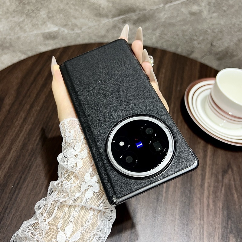 适用vivo x fold5折叠手机中轴保护商务个性创意回弹中轴素皮纹壳|undefined