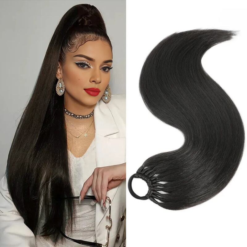 Wig ponytail length 60CM straight hair synthetic ponytail hair extension high temperature Silk women's ponytail fake braid wholesale Wig ponytail length 60CM straight hair synthetic ponytail hair extension high temperature Silk women's ponytail fake braid wholesale