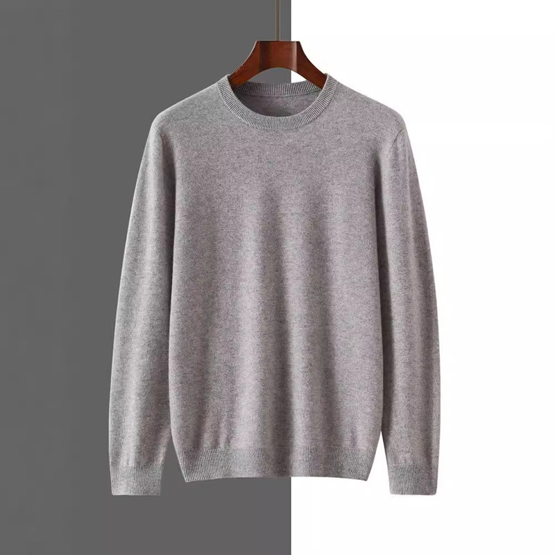 2025 New Autumn and Winter Men's Long-Sleeved Sweater Round Neck One-Line Ready-To-Wear Cashmere Comfortable and Versatile Skin-Friendly Loose and Fashionable