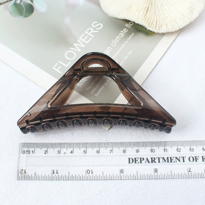 Large hair claw clip, universal shark hairgrip, dark brown, simple elegant design