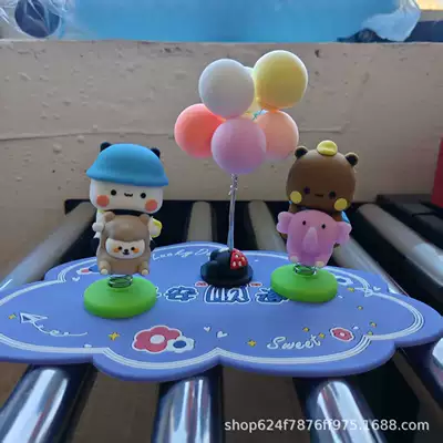 Cartoon Cute Gift Peripheral Trendy – Car ornaments - blue-pad-spring-one-or-two-cloth-balloon