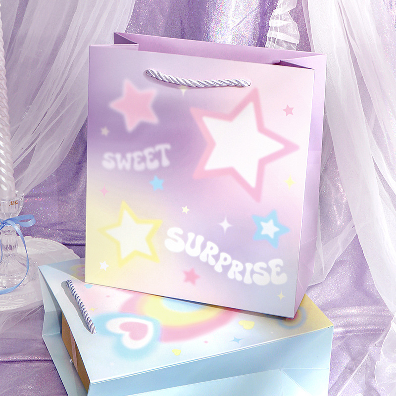 Liyan Club linda bolsa de papel bolsa de regalo latido del corazón canción chica viento pequeño fresco bolsa de embalaje de gran capacidad