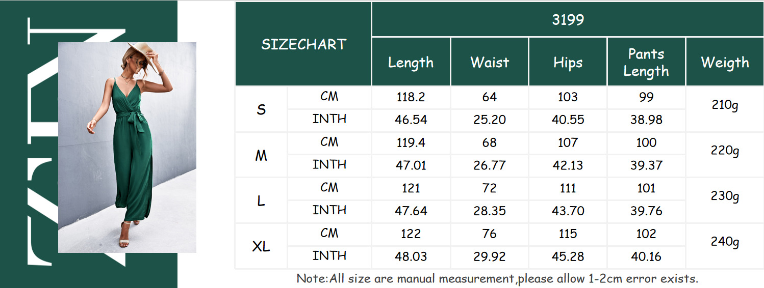 Women's 2023 Spring/Summer New V-neck Sling Split Jumpsuit_voghion.com