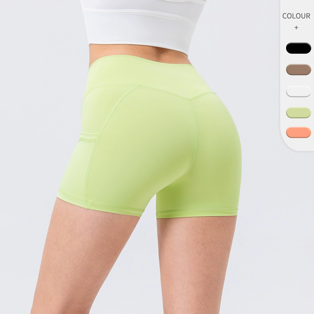 Европейские и американские женские шорты йоги персиковые бедра облегают беговые леггинсы голые с высокой талией фитнес-шорты 42456