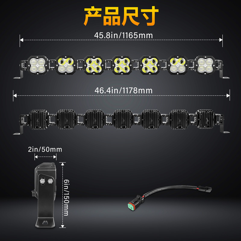 Car Roof Strip Light, Automotive Combo Spotlight, 24V/12V Compatible Single Row Tesla Welcome Light, High Beam Projector