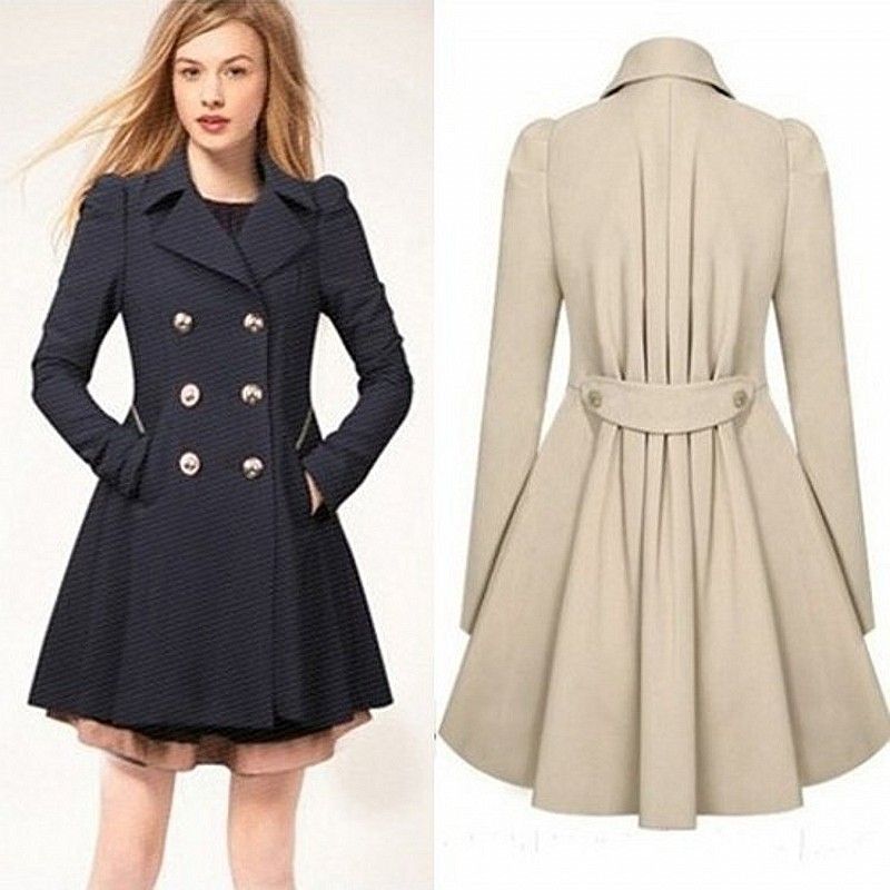 Wholesale In-Stock European and American Slim-Fit Mid-Length Commuter Jacket, Plus-Size Women's Spring and Autumn Trench Coat