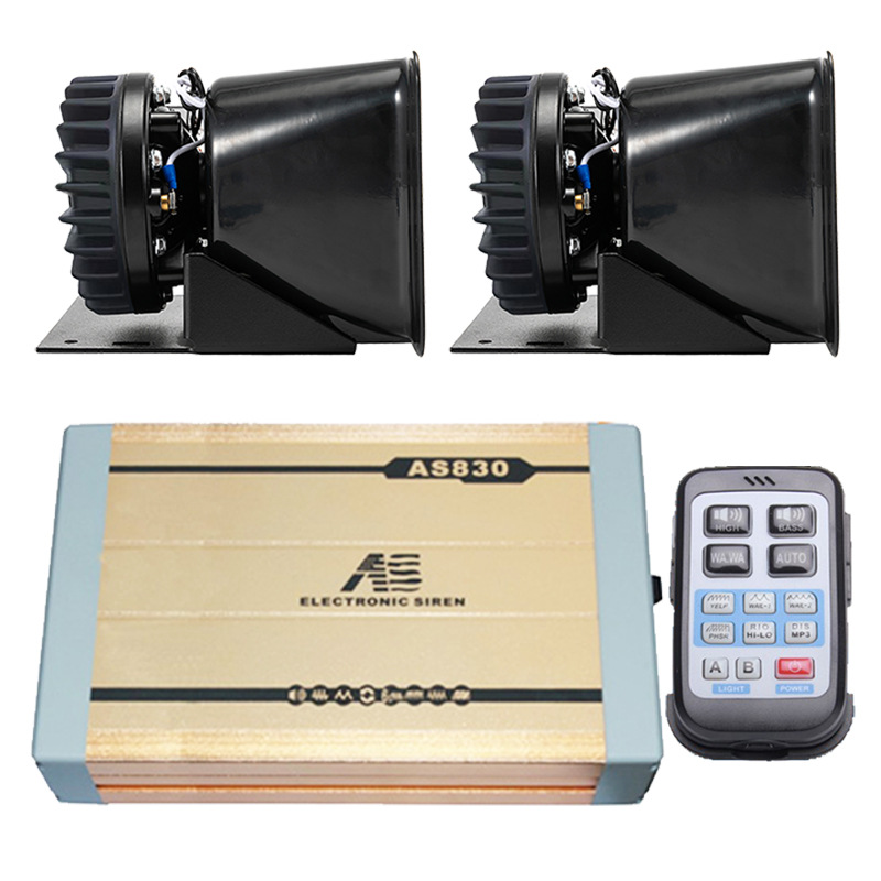 Car-mounted wireless remote control siren, high-power loudspeaker, high-frequency speaker, AS830GH + stainless steel horn
