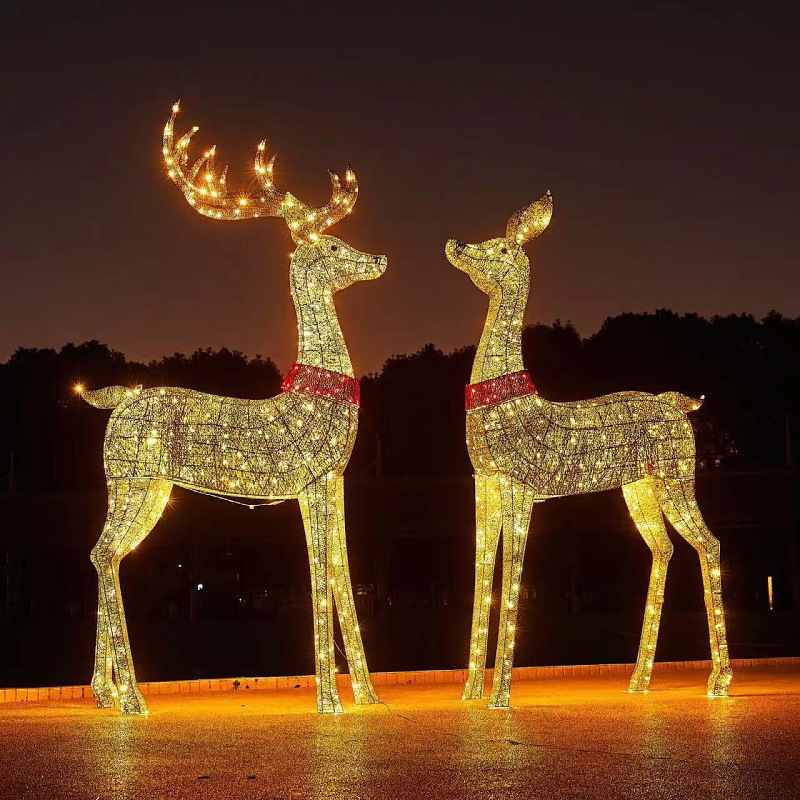 Navidad alce gigante decoración de hierro forjado luminoso decoración de Navidad decoración de hotel decoración de Navidad