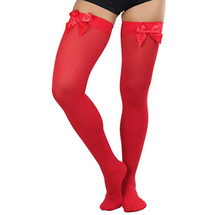 Foreign trade micro through 50D with bow thigh socks fun stockings all-match sweet girls socks stockings high tube