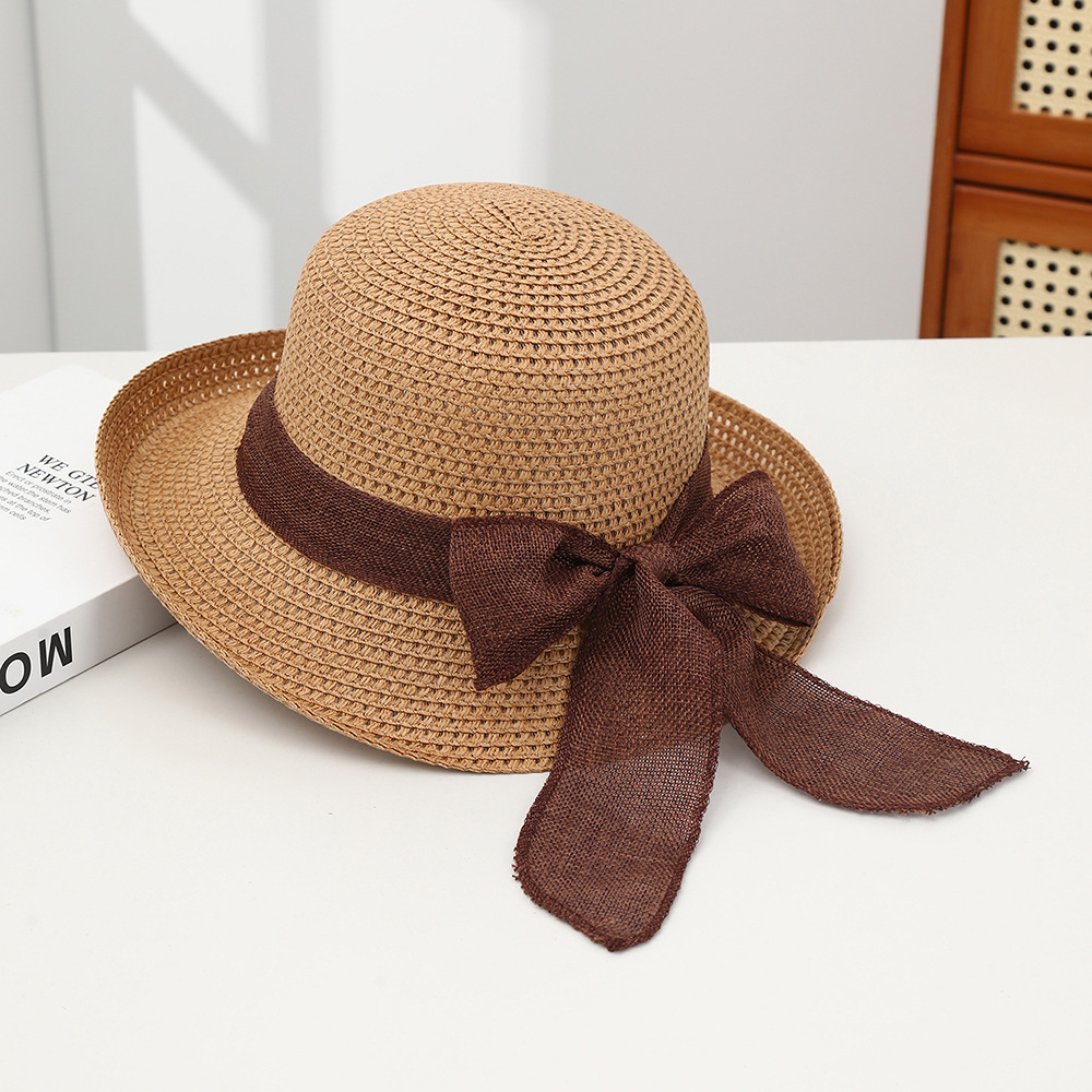 Sombrero paja ala ancha con lazo verano