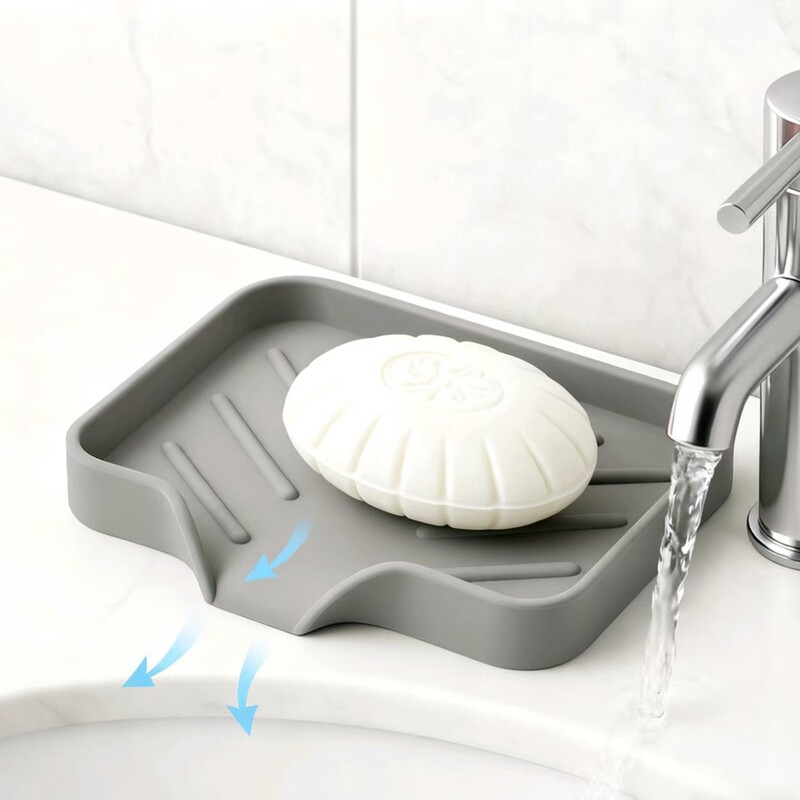 Cross-Border Silicone Soap Box Japanese-Style Bathroom Kitchen Drain Mat Storage Tray Creative Soap Box