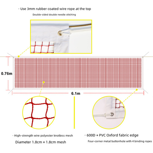 Outdoor competition portable badminton net outdoor reinforced polypropylene small mesh badminton net standard net durable