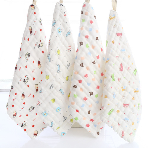 Manufacturer wholesale 30*30 size 12-layer thickened children's towel soft breathable gauze saliva towel newborn face towel