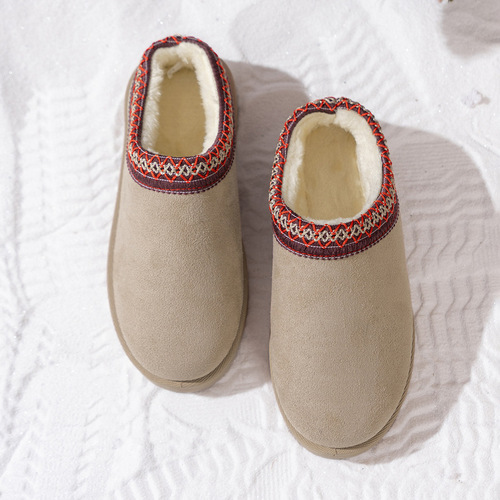 Women's Fashionable and Versatile Thick Sole Floral Indoor Cotton Slippers with Warmth