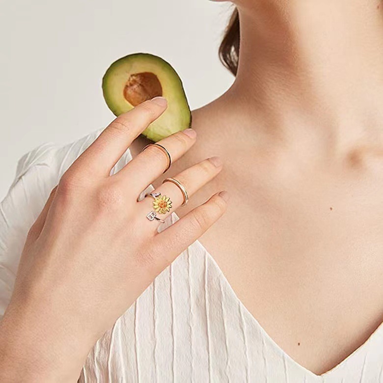 Fashion Letter Flower Copper Inlay Zircon Rings 1 Piece