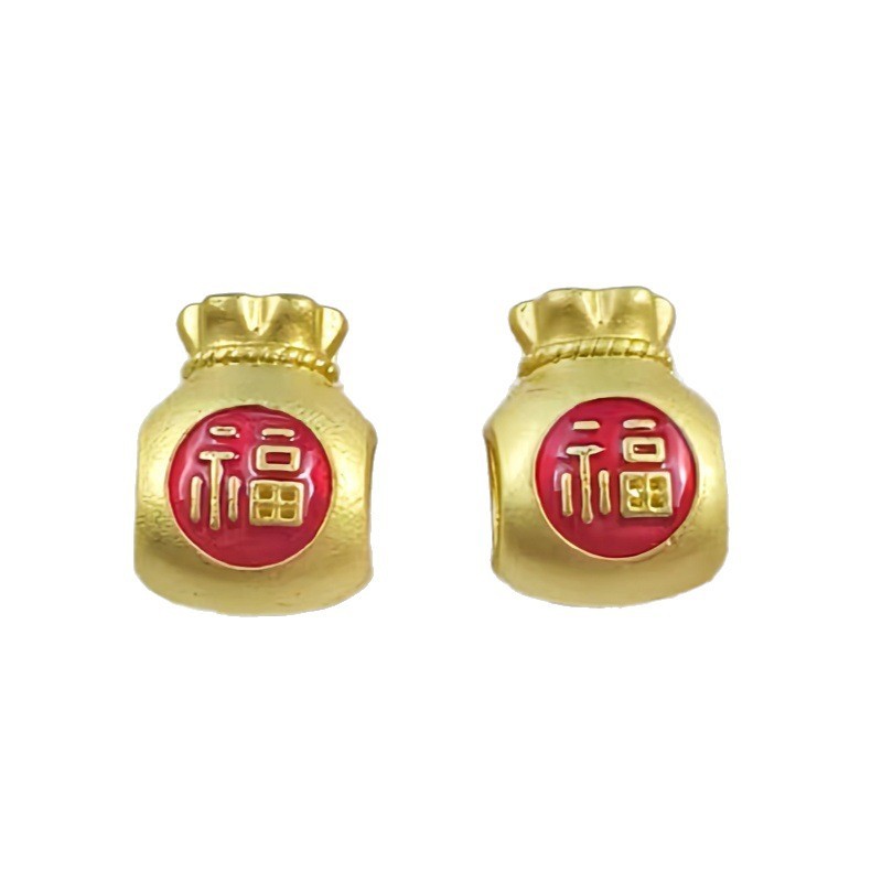 合金镀金隔珠 diy饰品通孔园福隔珠手链手镯平安吉祥钱袋串珠配件|undefined