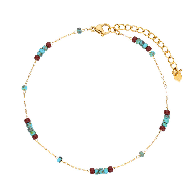 Mint Mambo turquesa tobillas de cuentas nicho de moda de verano con diseño de acero de titanio nuevas joyas de tobillas de pie