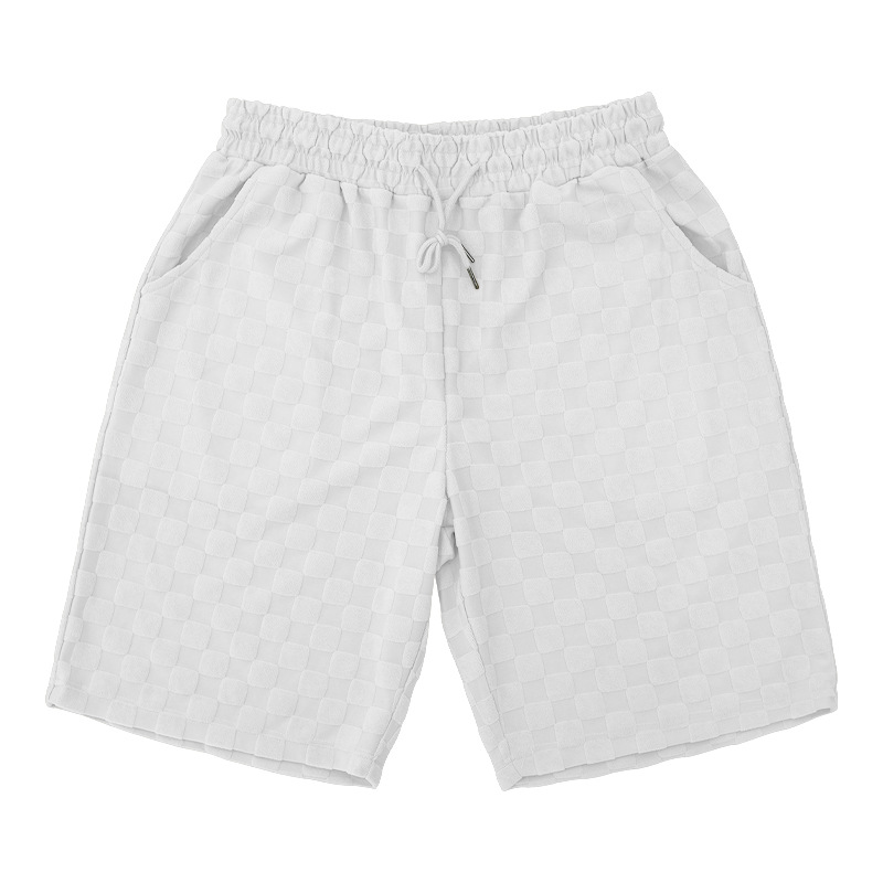 Ensemble 2 pièces pour homme avec t-shirt et short oversize à imprimé damier – Tenue décontractée pour l'été et l'automne (noir, gris, kaki, blanc) – S-XXXL_voghion.com