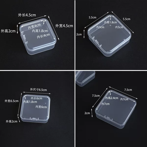 Small Pp Square Transparent Guka DIY Stationery Plastic Packaging Box Manicure Fishing Gear Storage Box Digital Accessories Box