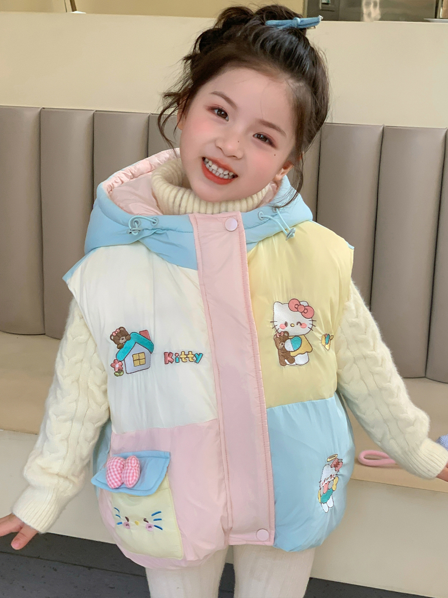 Niños engrosados chaleco otoño invierno 2025 nuevo bebé con capuz chaleco de algodón niñas vestidos de invierno