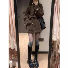 赫本风2026高级棕色加厚感毛呢外套女呢子大衣新款冬季小个子羊毛