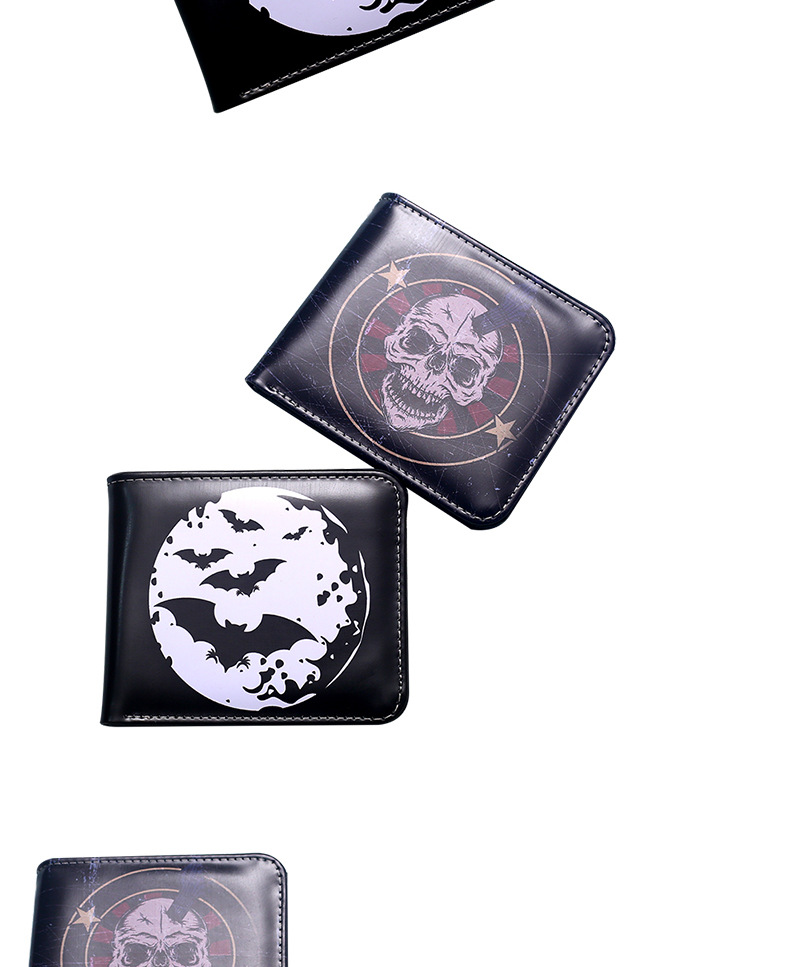 Men's Bat Skull PVC Open Small Wallets display picture 15