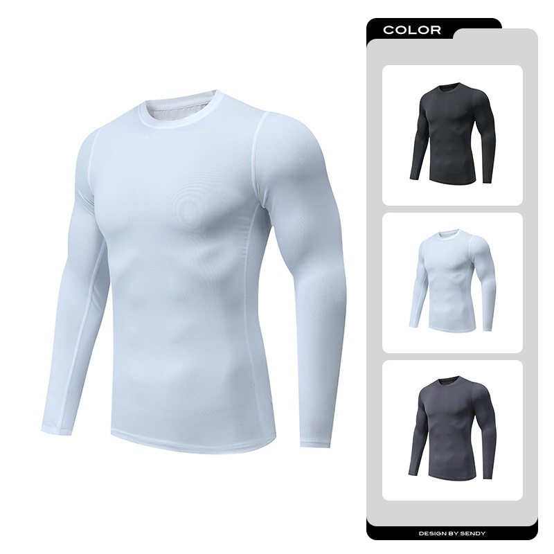 Quick-Drying Fitness Clothing, Long-Sleeved Men's Elastic Tights, Compression Fitness Clothing, Running Training Clothing, Round-Neck T-Shirt, Ready Stock Quick-Drying Fitness Clothing, Long-Sleeved Men's Elastic Tights, Compression Fitness Clothing, Running Training Clothing, Round-Neck T-Shirt, Ready Stock
