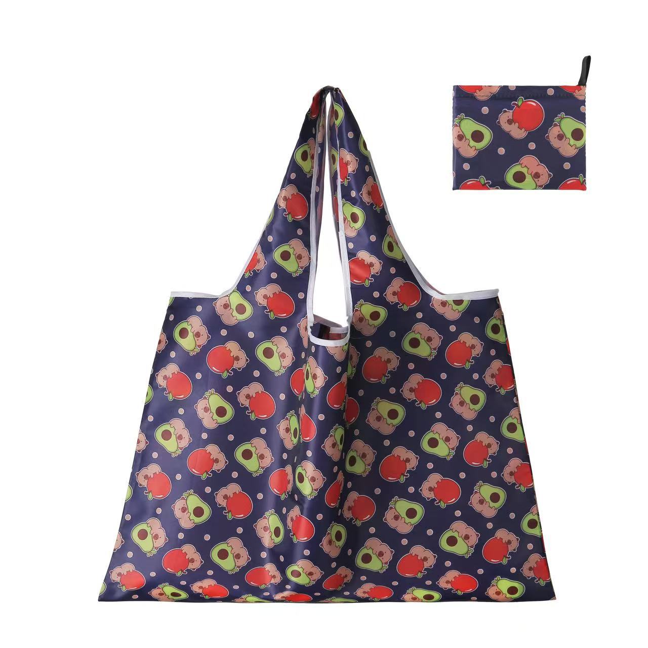 Nueva bolsa de compras plegable de gran capacidad en stock bolsa plegable de Protección Ambiental bolsa de almacenamiento portátil de impresión portátil creativa