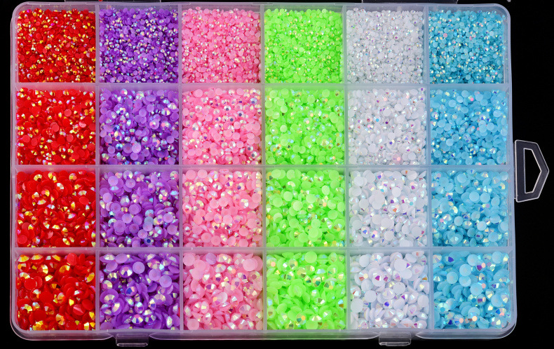 24格浅色系盒装树脂平底钻