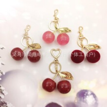 时尚新款闪亮水晶大樱桃水果车厘子钥匙扣精美百搭女士包包挂件