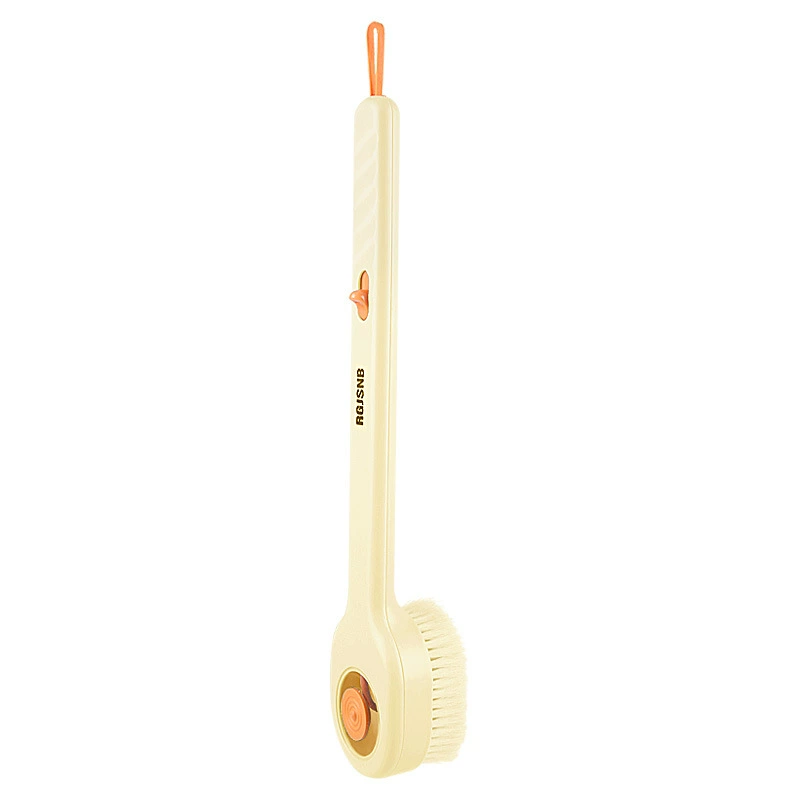 Long-handled liquid-added bath brush, push-pull liquid-discharging bath brush, hangable long-handled, non-begging, soft-bristled back-rubbing bath brush