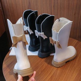 Girls' Shoes Children's Long Boots 2025 Autumn and Winter New Winter Long Warm Leather Boots Princess Fashionable and Easiest for Match Boots