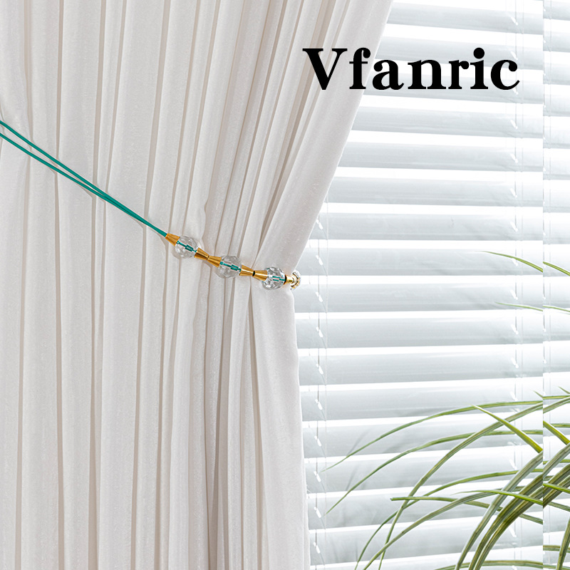 8色现代简约新品时尚涤纶皮绳水晶绑带Gao级窗帘绑带绑绳走量批发|ms
