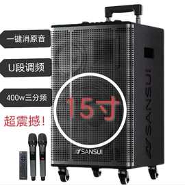 2023山水E15豪华版三分频广场舞户外K歌大功率重低音演出音响400W