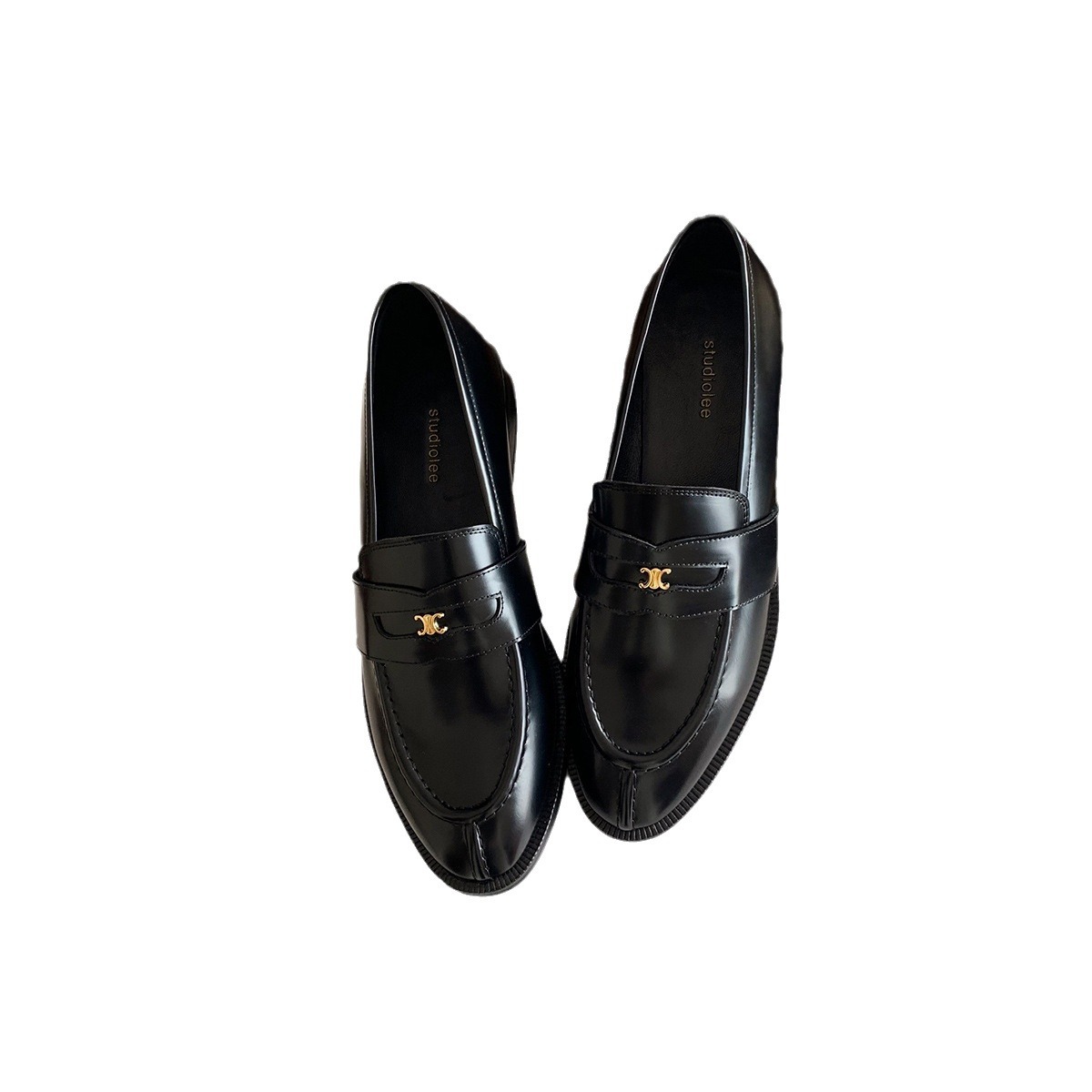 Mamá de uva estilo británico punta redonda pequeña hebilla de oro zapatos de una sola capa mocasines de plataforma de tacón grueso zapatos de cuero pequeños para mujeres primavera y otoño