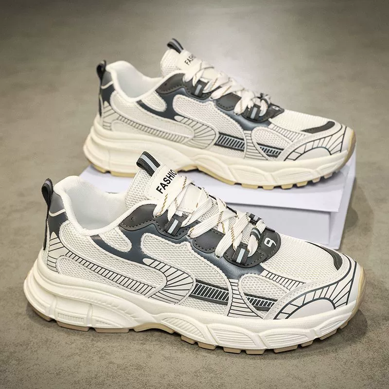 Летняя мужская обувь новая дышащая сетка спортивная обувь мужская мода дикая толстая подошва нескользящая повседневная обувь для бега