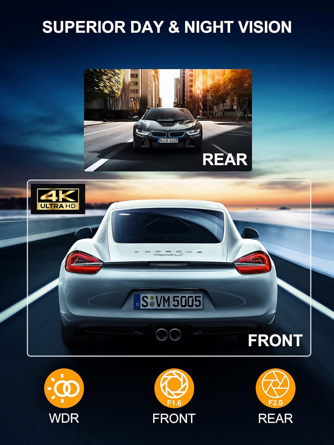 Cross-Border Model 3-Inch 5g Wifi Connected Gps Sony 335 High-Definition 4K Dual-Recording Driving Recorder with Parking Monitoring