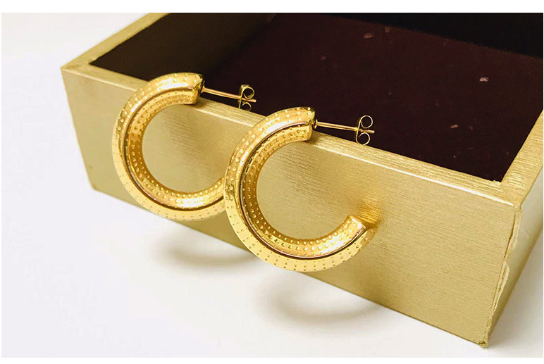 Lady Circle Solid Color Stainless Steel Plating Hoop Earrings 1 Pair