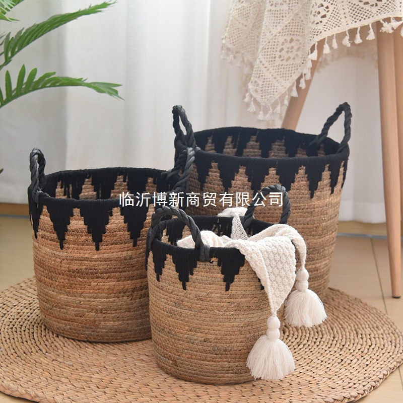 Canasta de almacenamiento de paja, canasta de ropa sucia de gran capacidad para el hogar, canasta de almacenamiento de juguetes, canasta de almacenamiento de juguetes, decoración de sala de estar