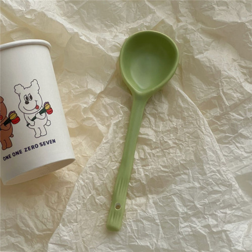 Korean ins style solid color household tableware hand-kneaded irregular household spoon dessert spoon Japanese ceramic spoon