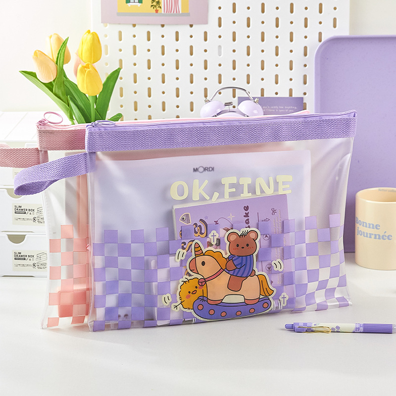Childlike And Childlike A4 File Bag Cartoon Large Capacity Student Hand Storage Bag Waterproof Office Document Bag