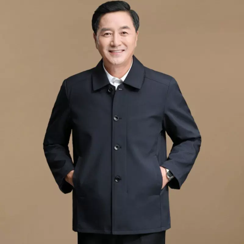 爸爸外套秋冬款中老年人男装秋冬款中年男士夹克70岁爷爷加厚外套