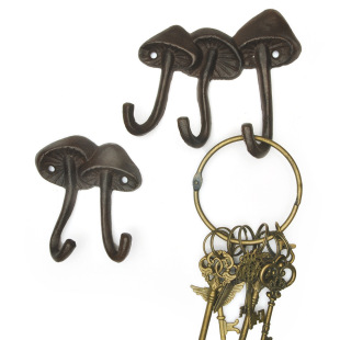 Cross-border Retro Creative Wall Distinctive Decorative Mushroom Coat Hook Key Hook Iron Hook Cast Iron Hook A22
