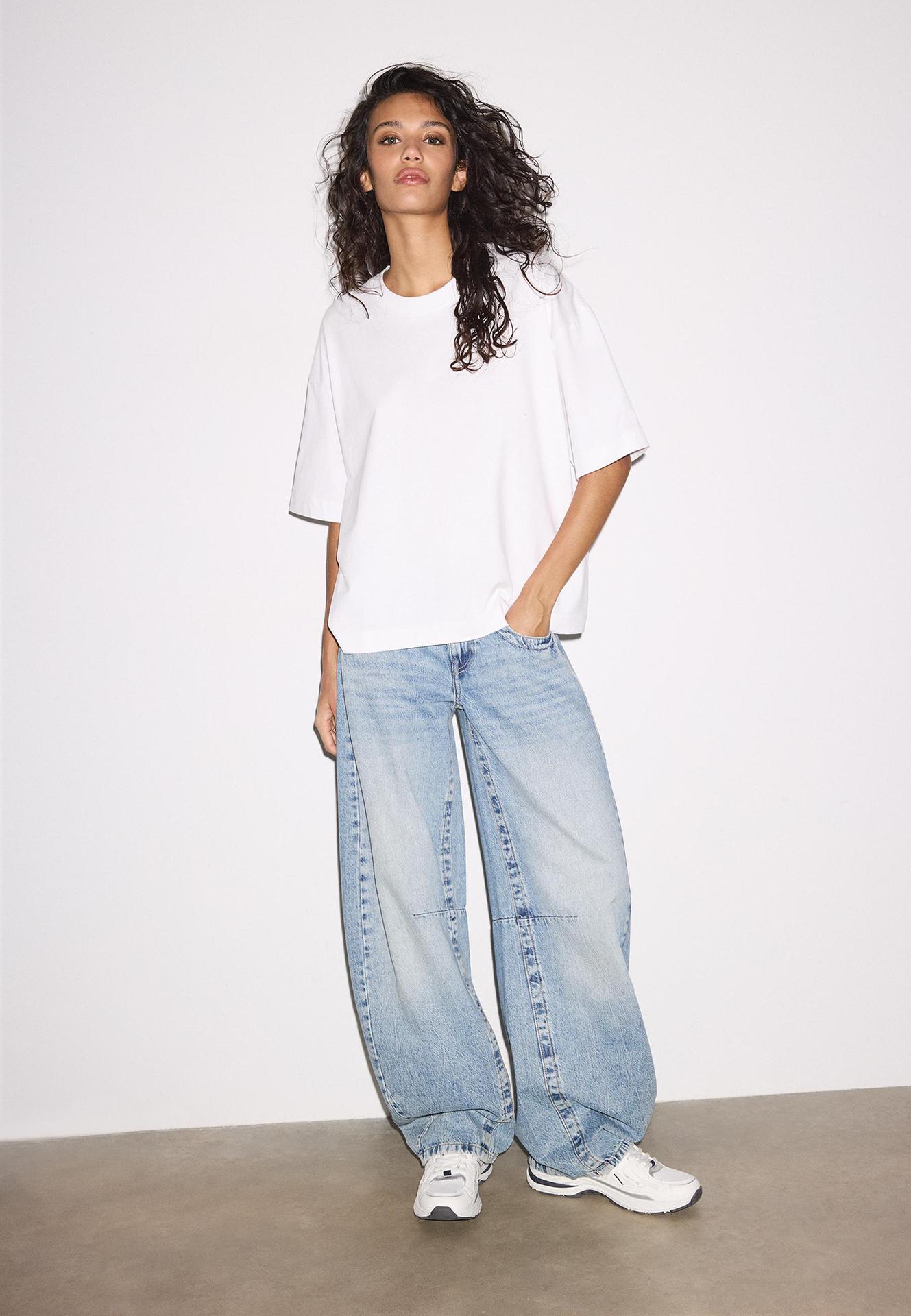 2026 verano nueva ropa de mujer de algodón de manga corta larga larga casual comercio exterior transfronterizo caída de hombro camiseta transpirable de color sólido