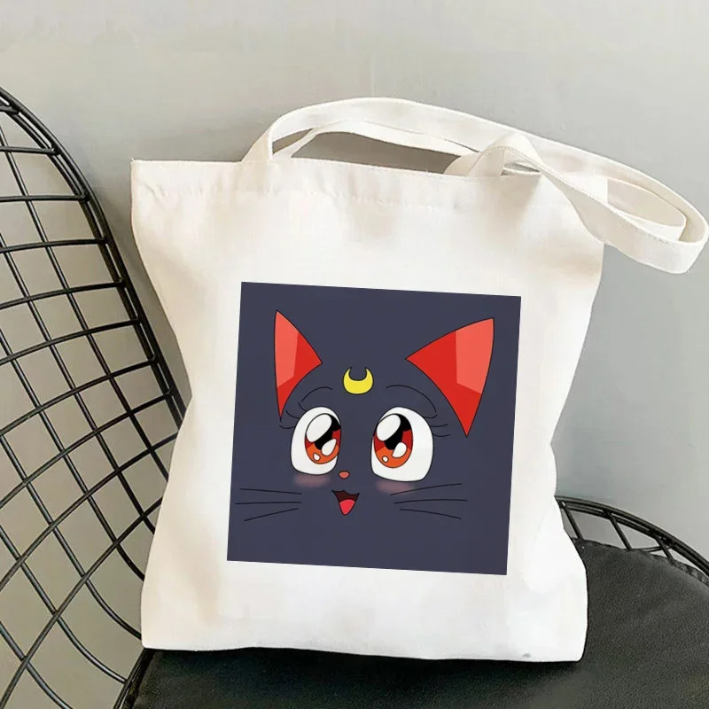 Comercio exterior Sailor Meow impresión Kawai bolsa Harjuku bolsa de compras damas lienzo bolsa de mano casual para niñas