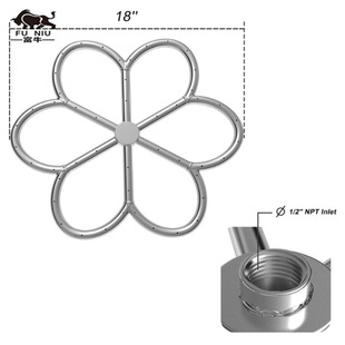 45.72cm stainless steel flower shaped brazier burner ring for brazier, natural gas and propane fireplace