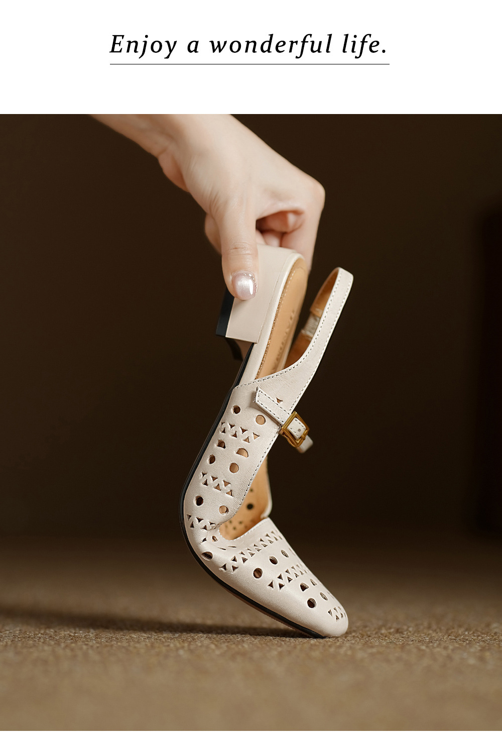 Sandal nữ hở mũi gót thấp quai ngang đế bệt — đen chi tiết 10